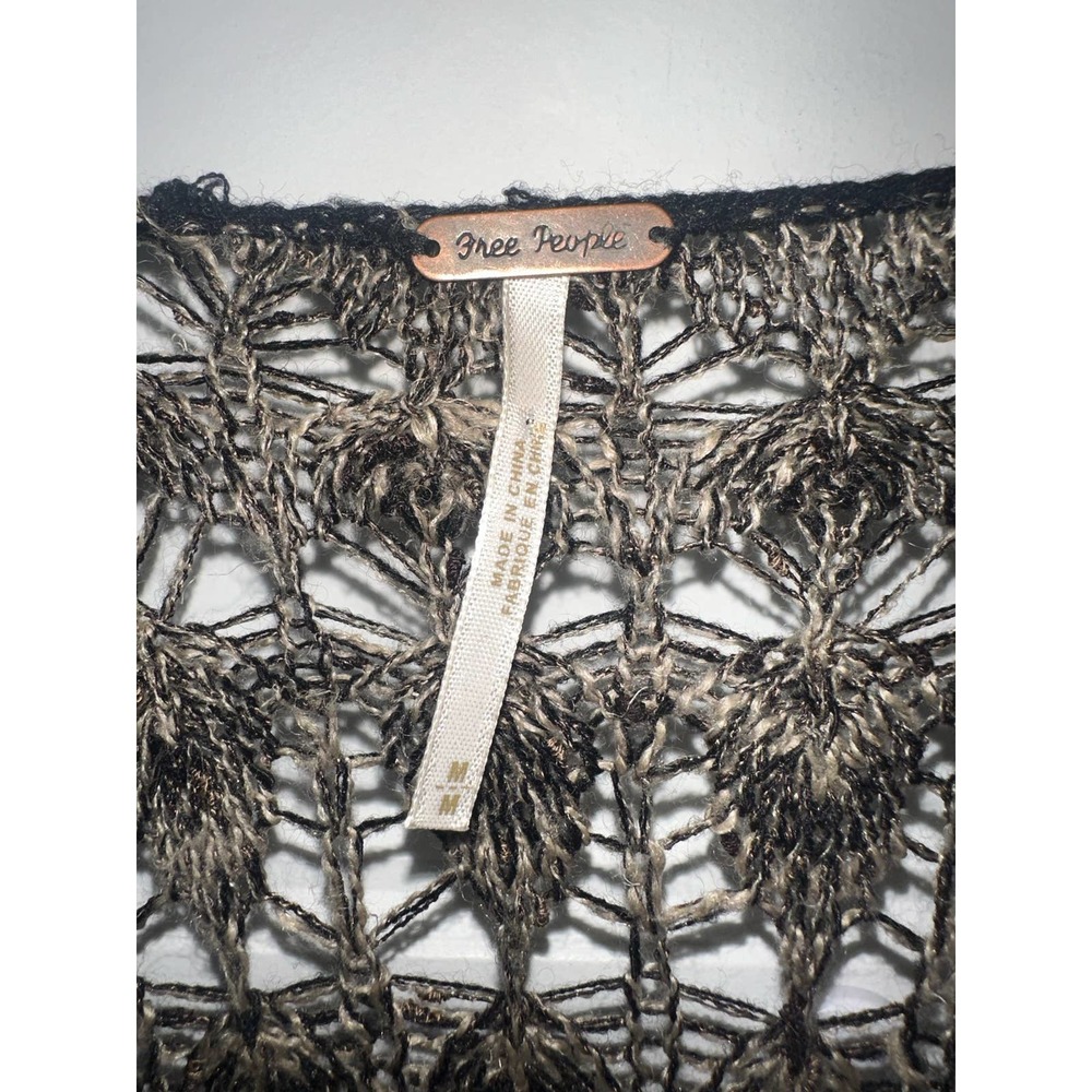 Free People Beautiful Black and Sand colored Fringe Cardigan duster - Picture 10 of 13